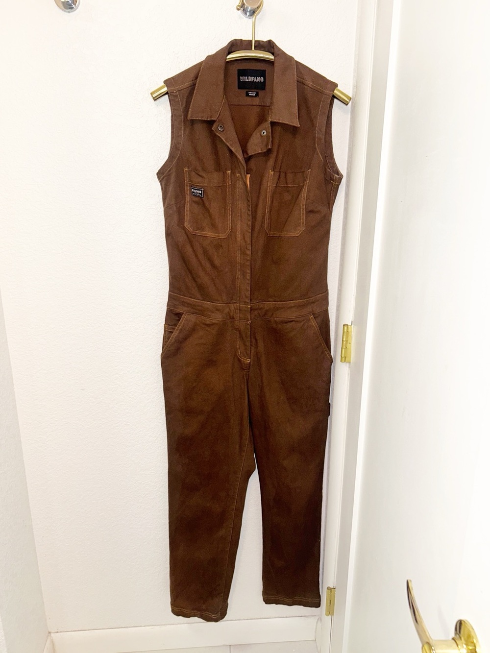 WILDFANG The Essential Sleeveless Coveralls in Chocolate Brown Size; Medium